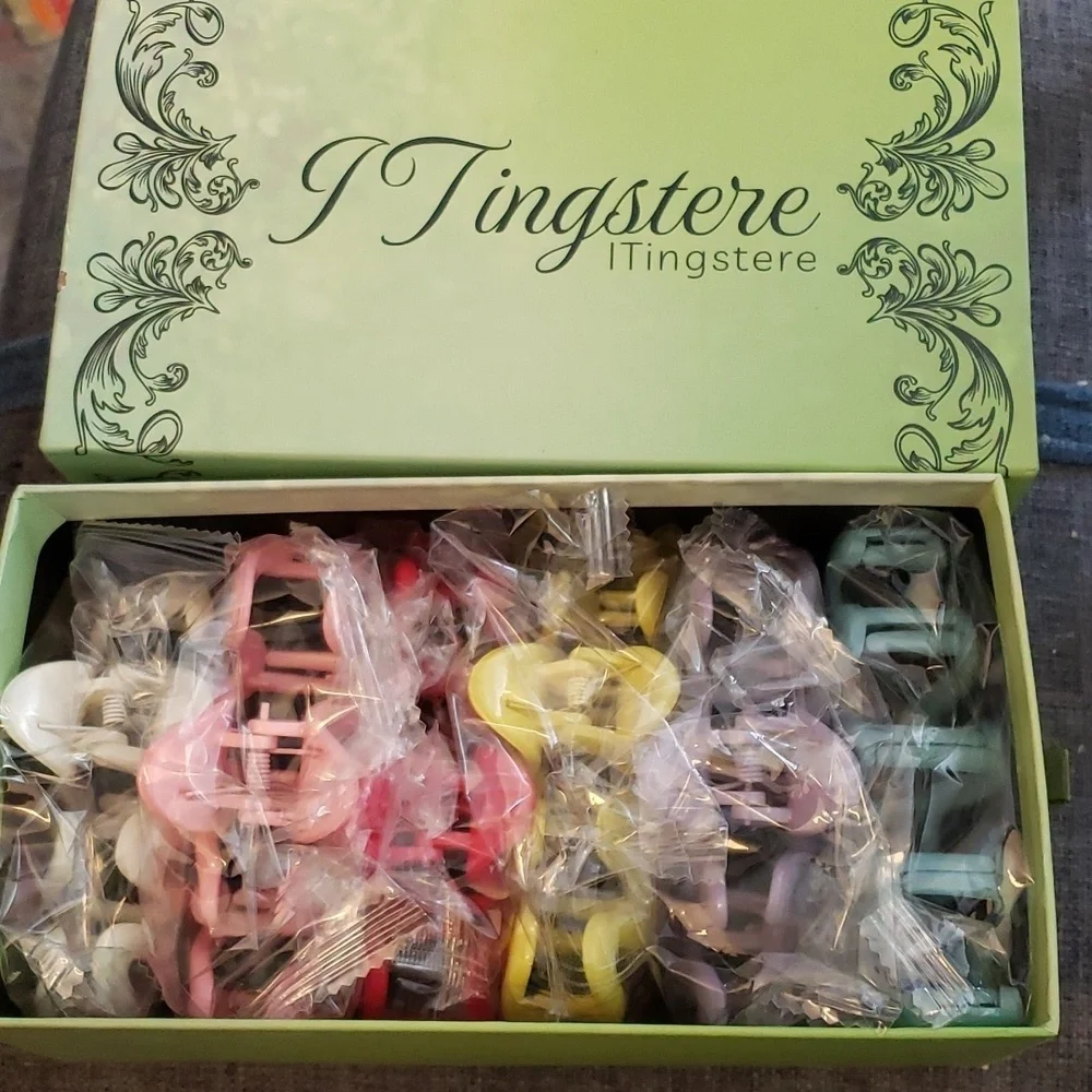 ITingstere Y2K Squiggle 6 Pack Hair Claws Pearl/Purple/Pink/Yellow/Blue/Red